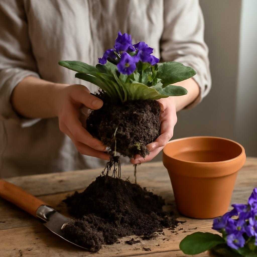 пересадка фиалки